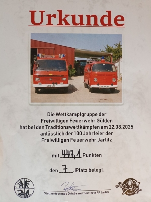 Feuerwehr Gülden erfolgreich beim Traditionswettkampf in Jarlitz