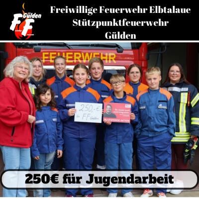 250 Euro für die Jugendfeuerwehr Gülden – Blutspende-Challenge zahlt sich aus
